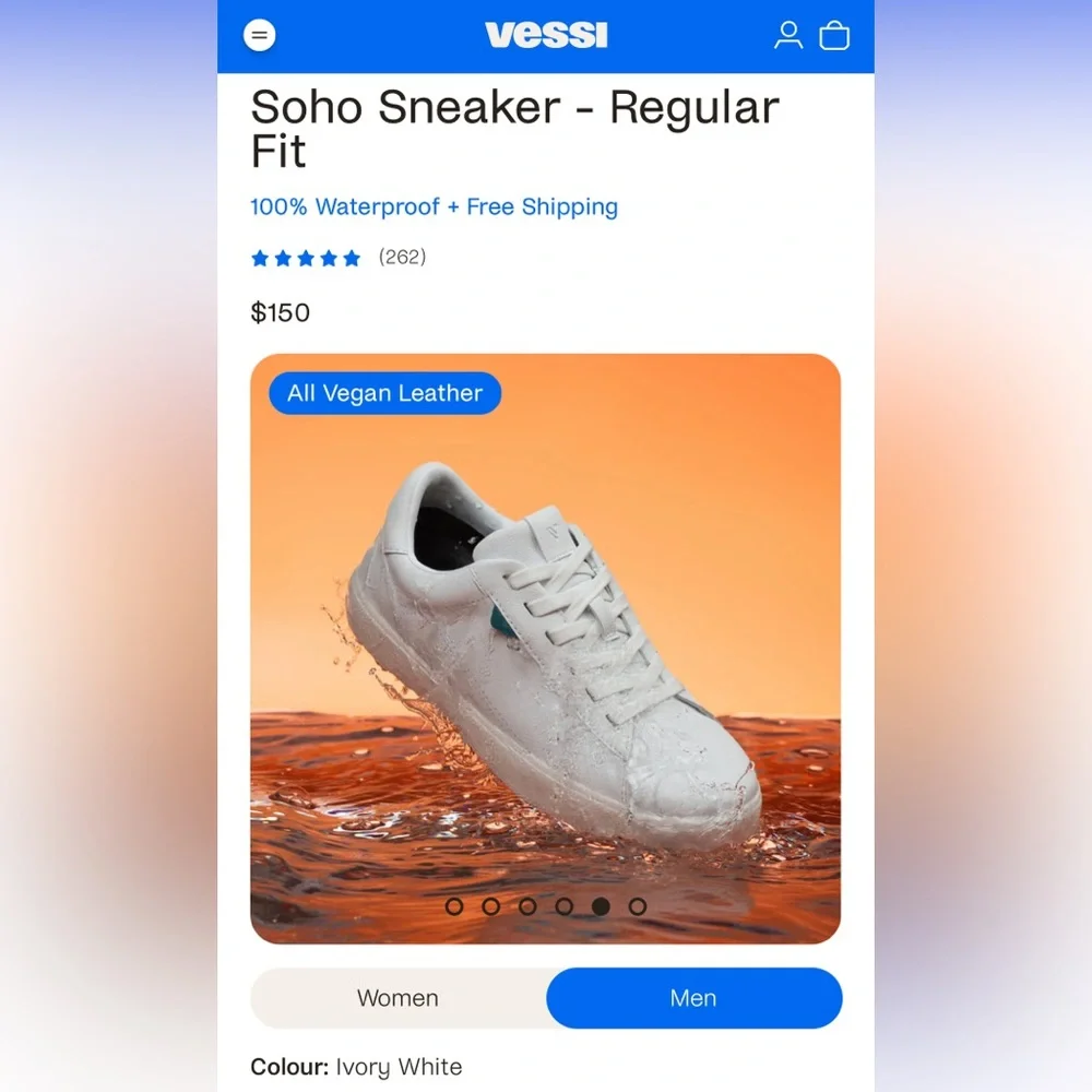 Vessi Waterproof Leather Court Sneaker